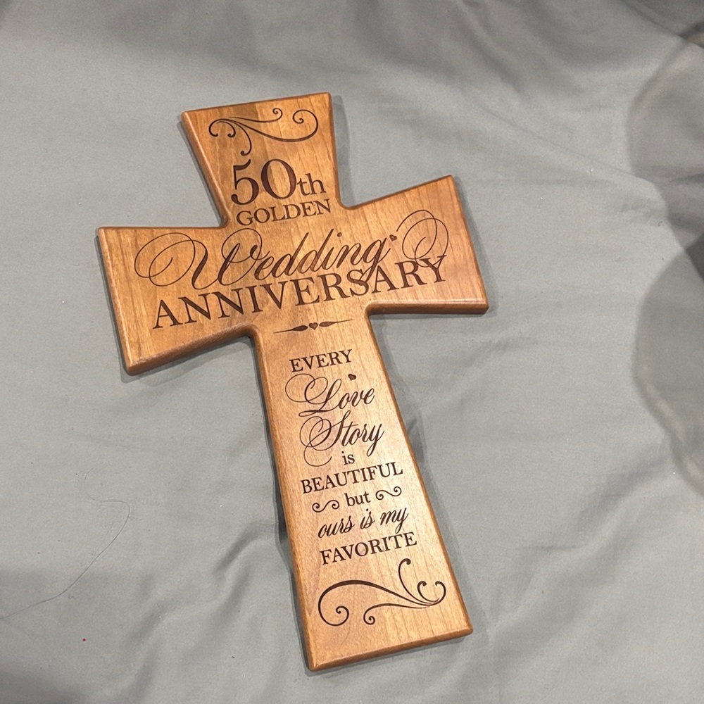 50th Golden Wedding Anniversary Wooden Cross